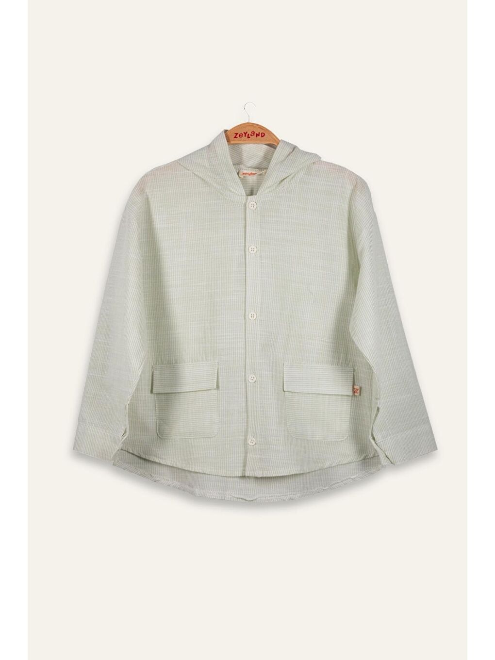 Erkek Çocuk Çizgili Keten Gömlek - Yeşil Çizgili