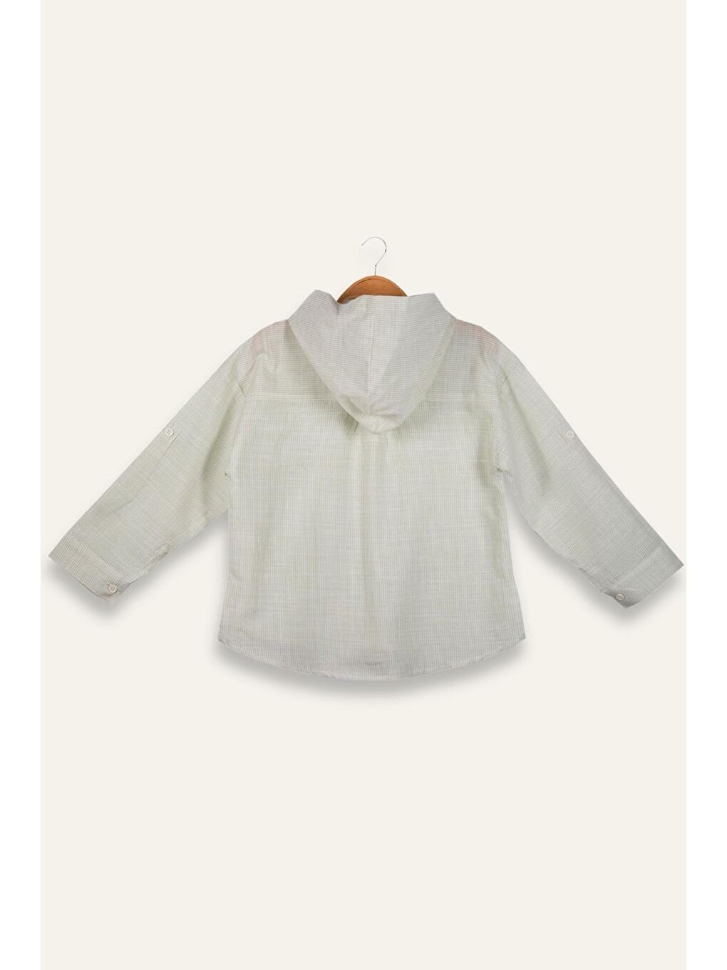 Erkek Çocuk Çizgili Keten Gömlek - Yeşil Çizgili-1