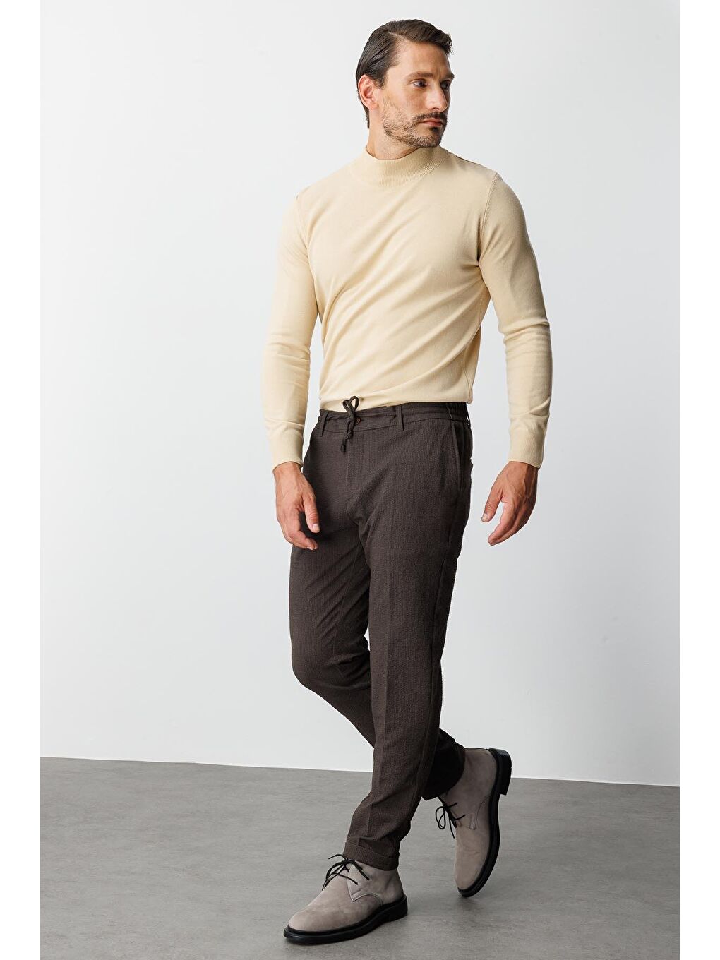 Kahverengi Erkek Kahve Dynamic Fit Std Pantolon-3