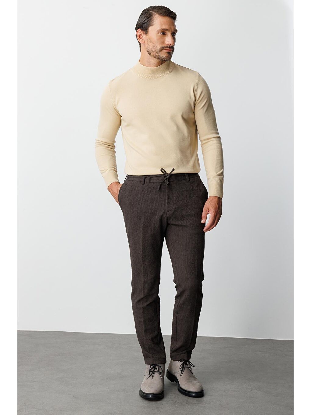 Kahverengi Erkek Kahve Dynamic Fit Std Pantolon-5