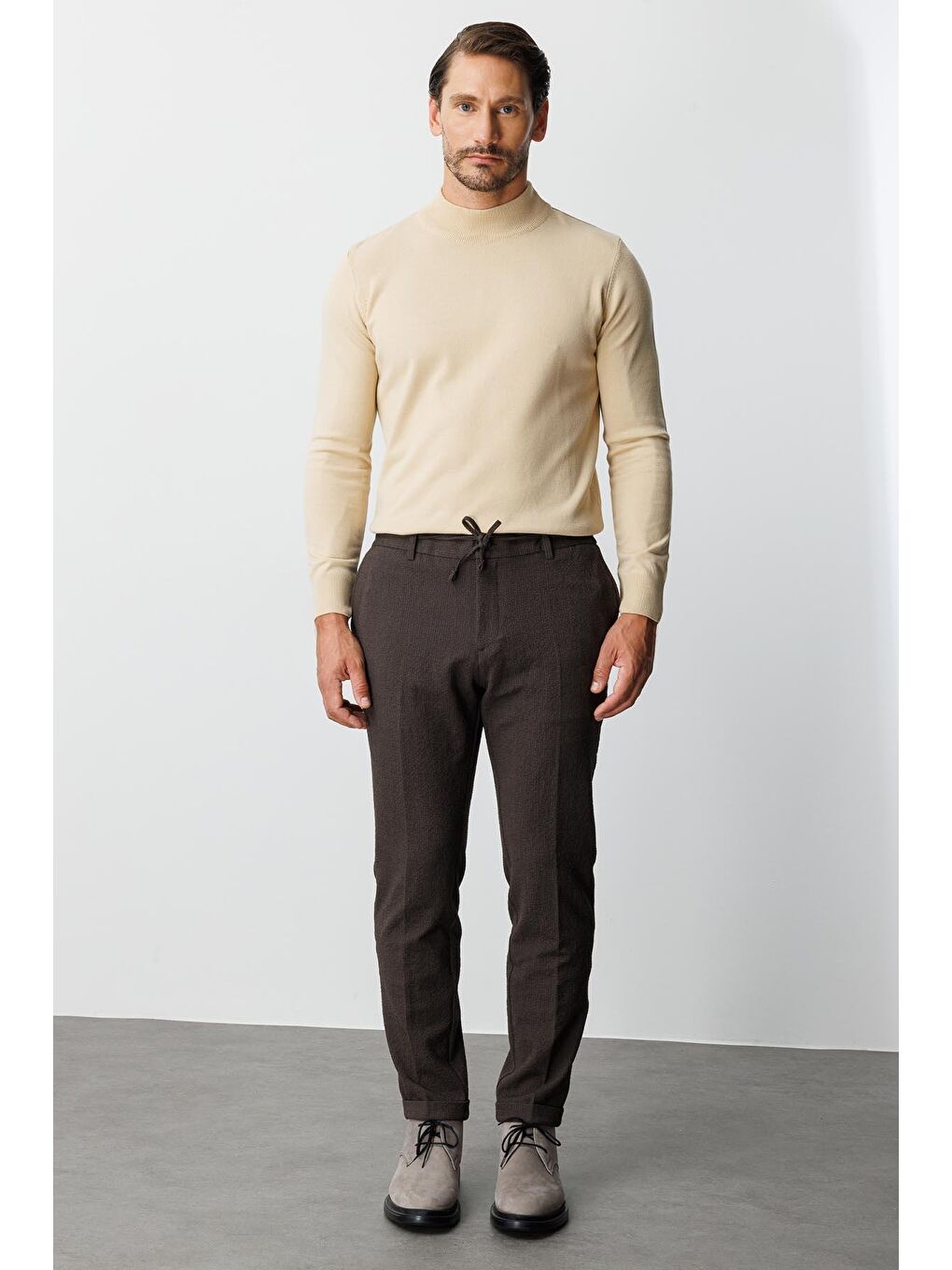Kahverengi Erkek Kahve Dynamic Fit Std Pantolon-6