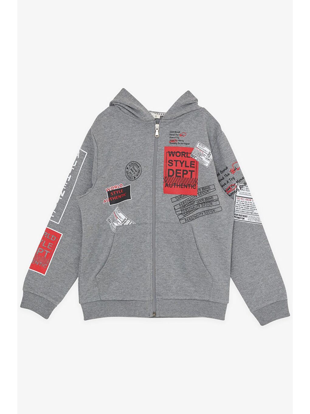 Erkek Çocuk Eşofman Takım Kapüşonlu Yazı Baskılı Koyu Gri Melanj (7-12 Yaş)-2