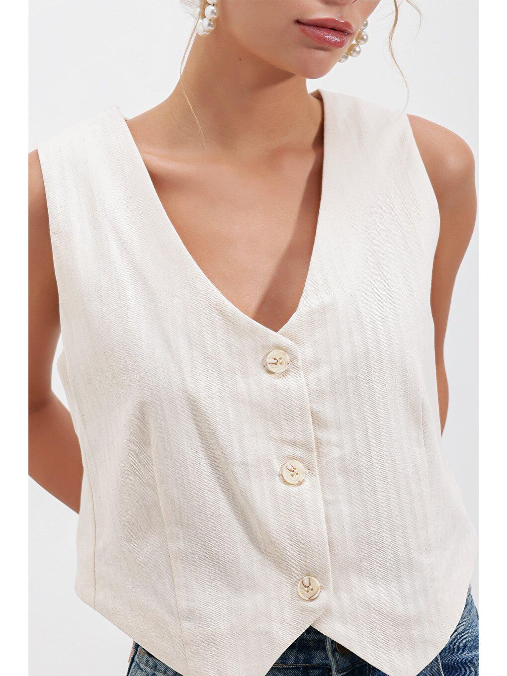 Ekru Düğmeli YELEK-3