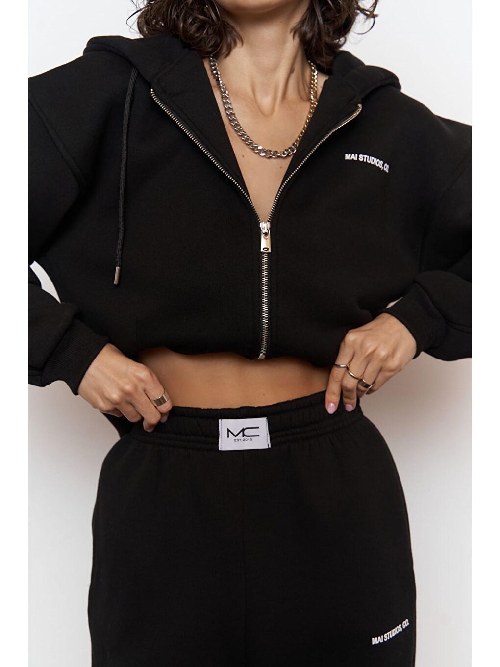 Studios Crop Siyah Eşofman Takım-1