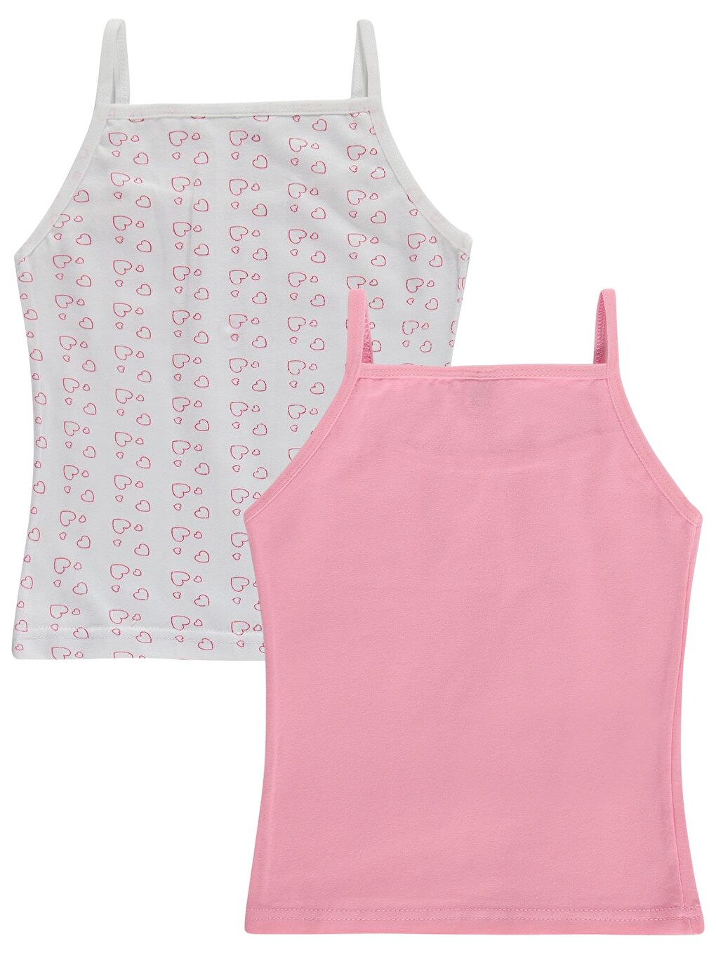 Beyaz Girls Cute Kalp 2-12 Yaş Kız Çocuk 2'li Atlet - Standart-3