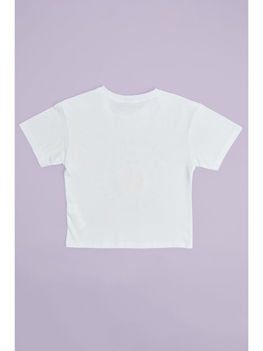 Beyaz Çiçek Baskılı Crop Kız Çocuk Tişört-1