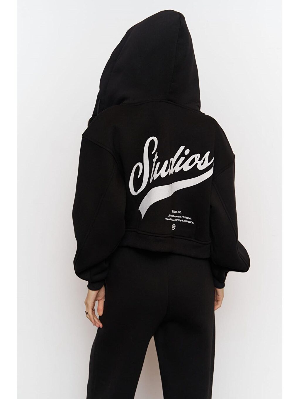 Studios Crop Siyah Eşofman Takım-4