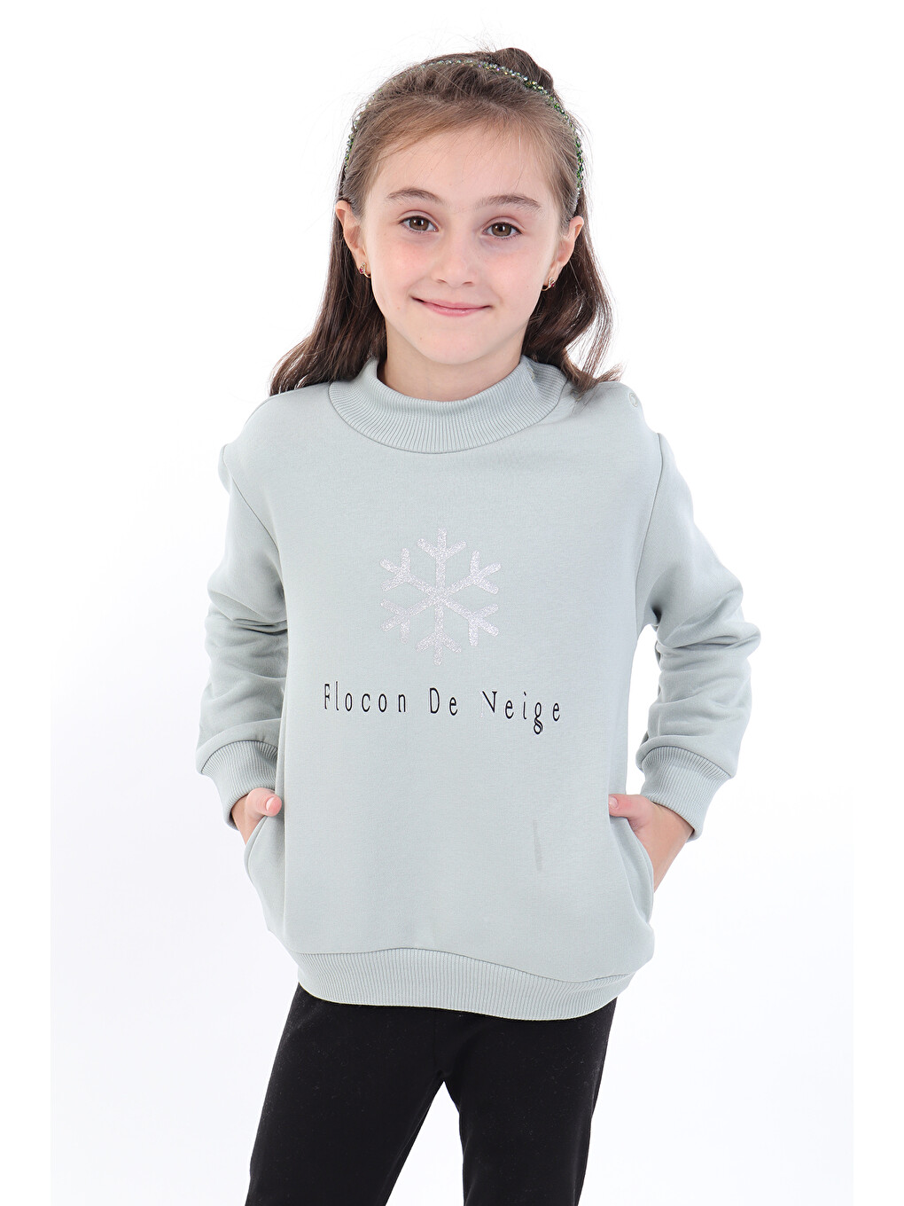 Yeşil Kız Bebek Baskılı Sweatshirt