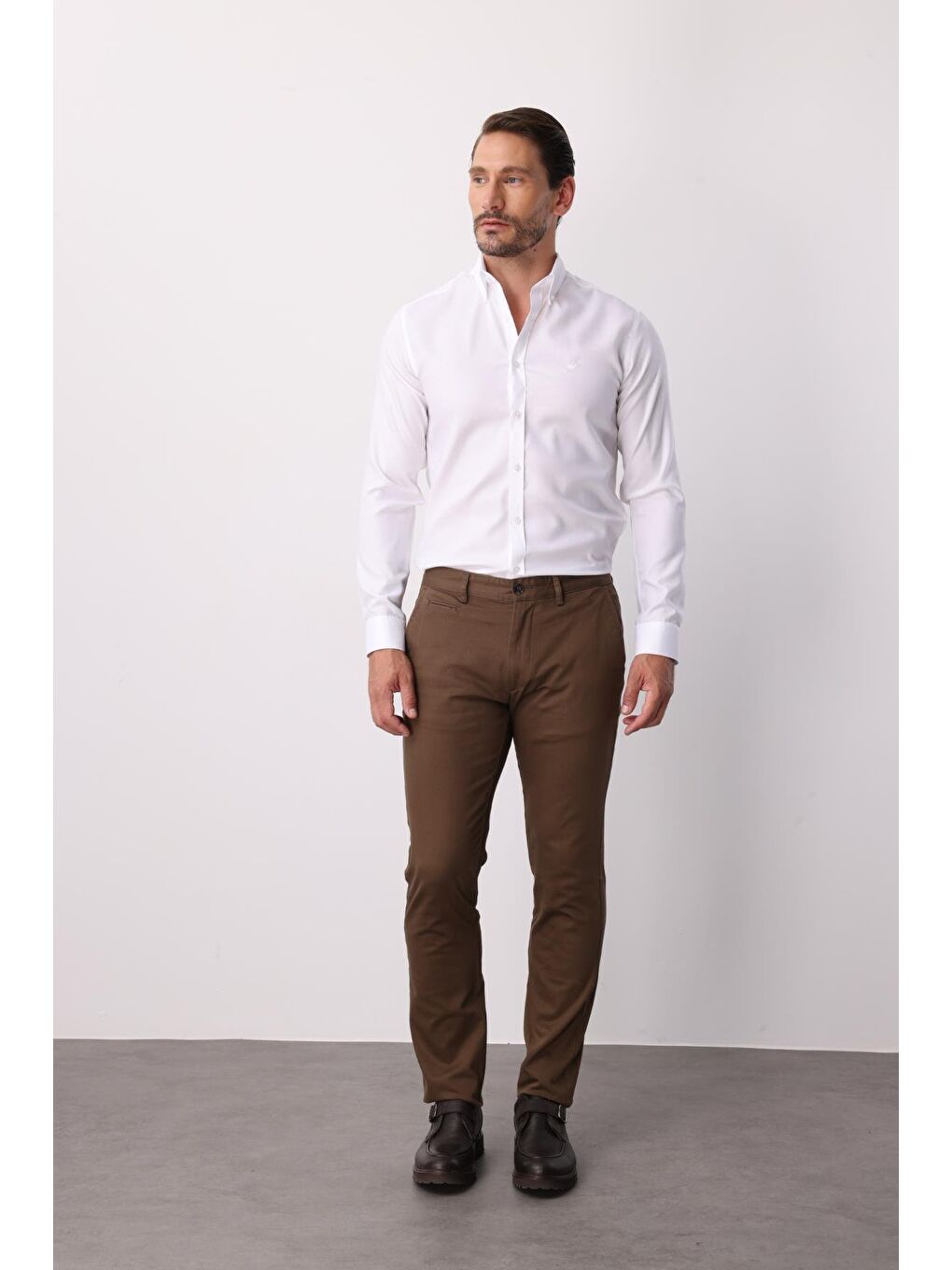 Erkek Bej Dynamic Fit Std Pantolon-1