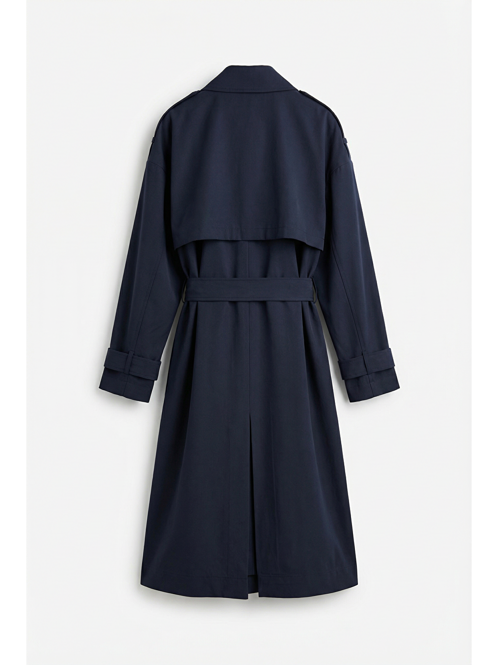 Lacivert-Apoletli Uzun Trençkot-1