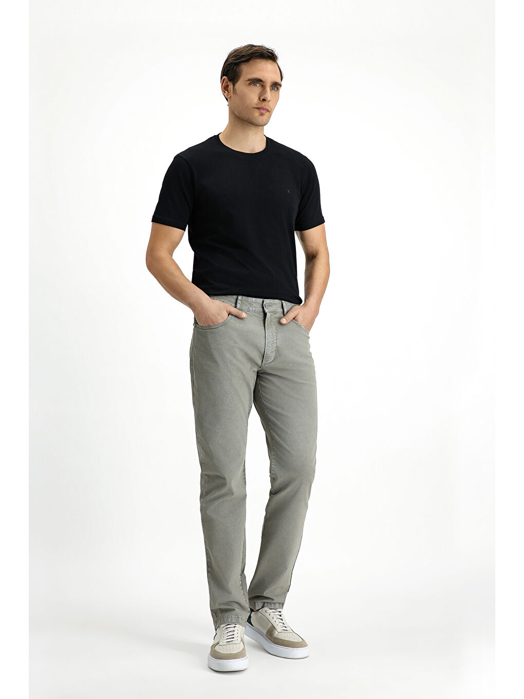 Haki Regular Fit Elastanlı Kanvas / Chino Pantolon-1