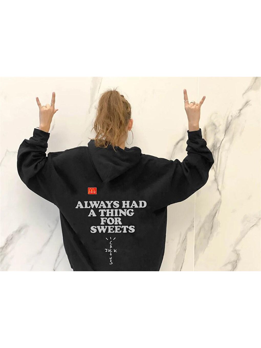 Touz Moda Siyah Sokak Tarzı M Always Had İçi Pamuklu Kapüşonlı Sweatshirt - 2