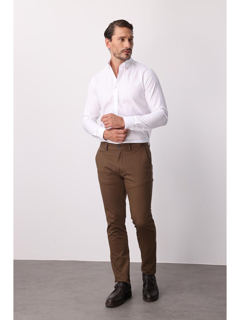 Erkek Bej Dynamic Fit Std Pantolon-5