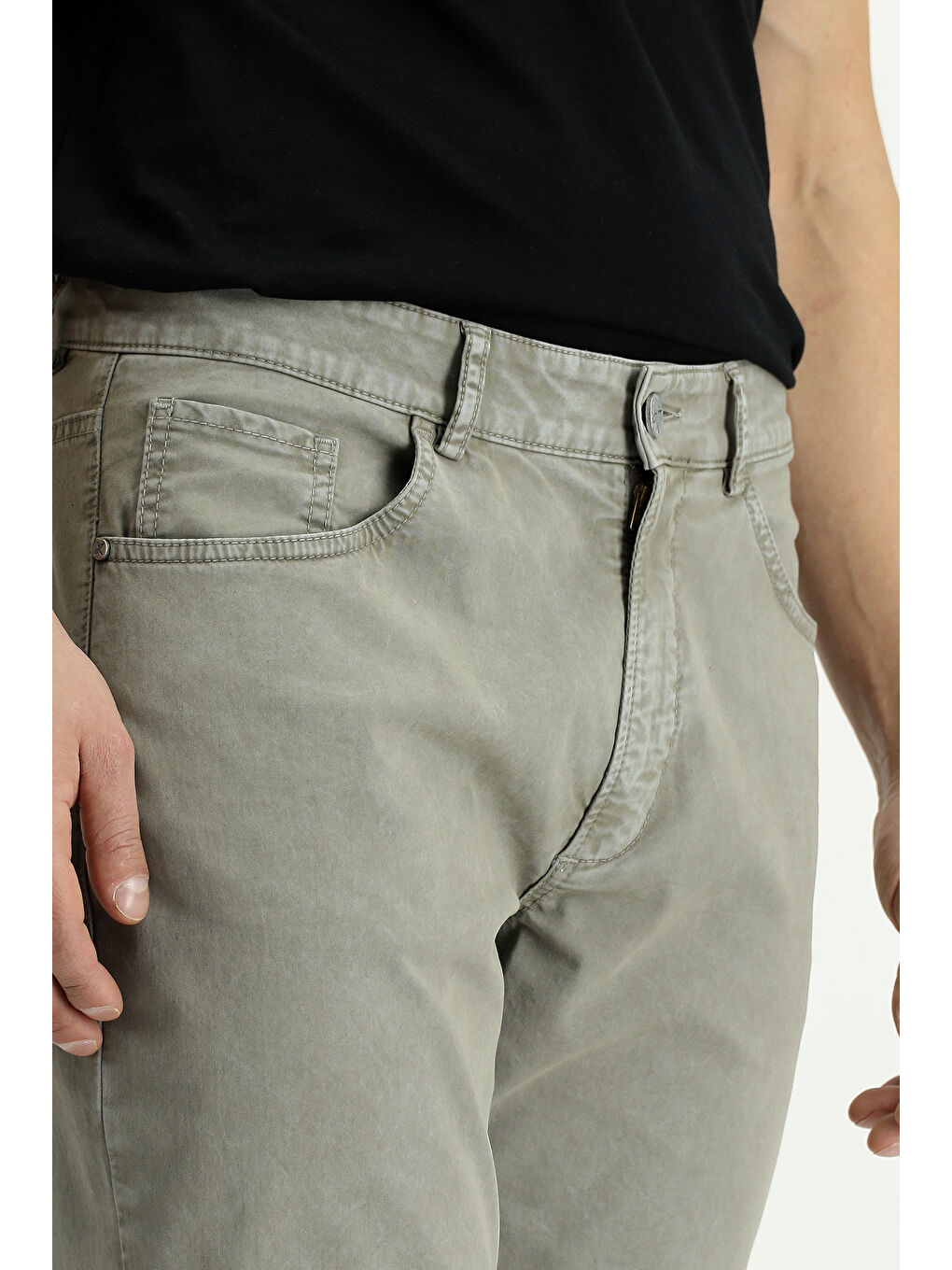Haki Regular Fit Elastanlı Kanvas / Chino Pantolon-3