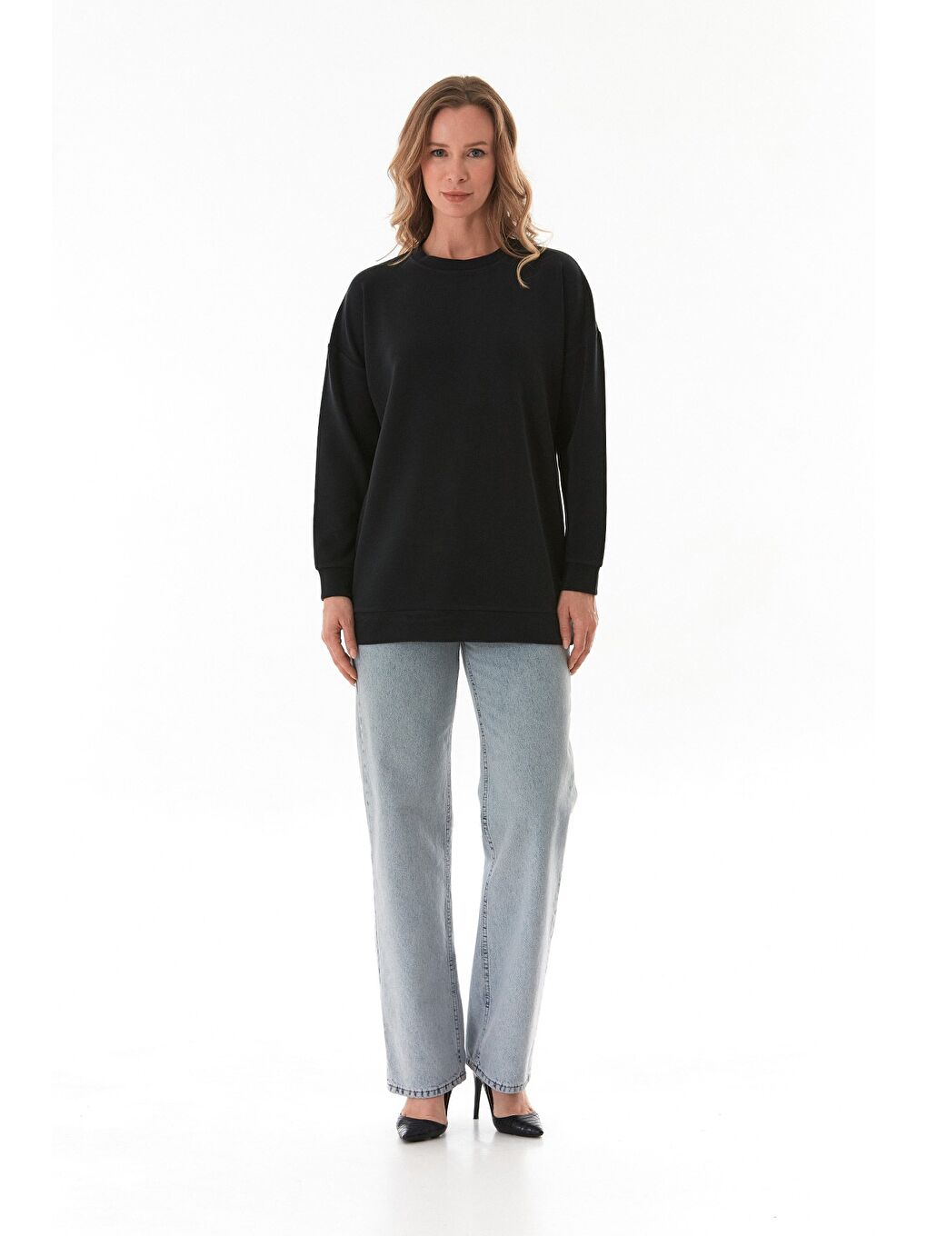 Siyah Basic Bisiklet Yaka Modal Tunik-1