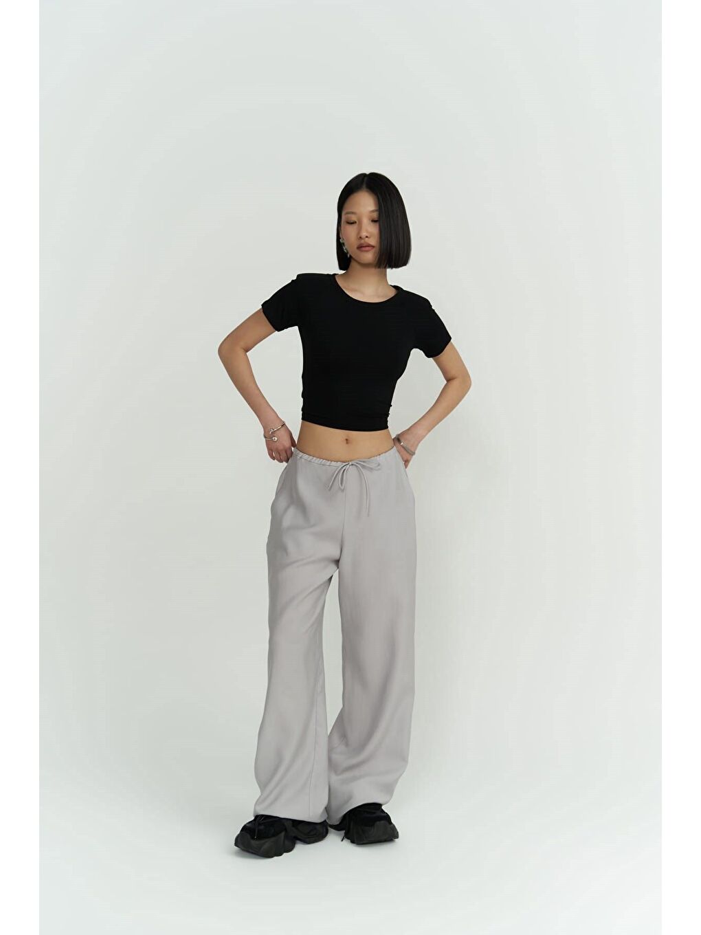 Paris Gri Basic Pantolon-6