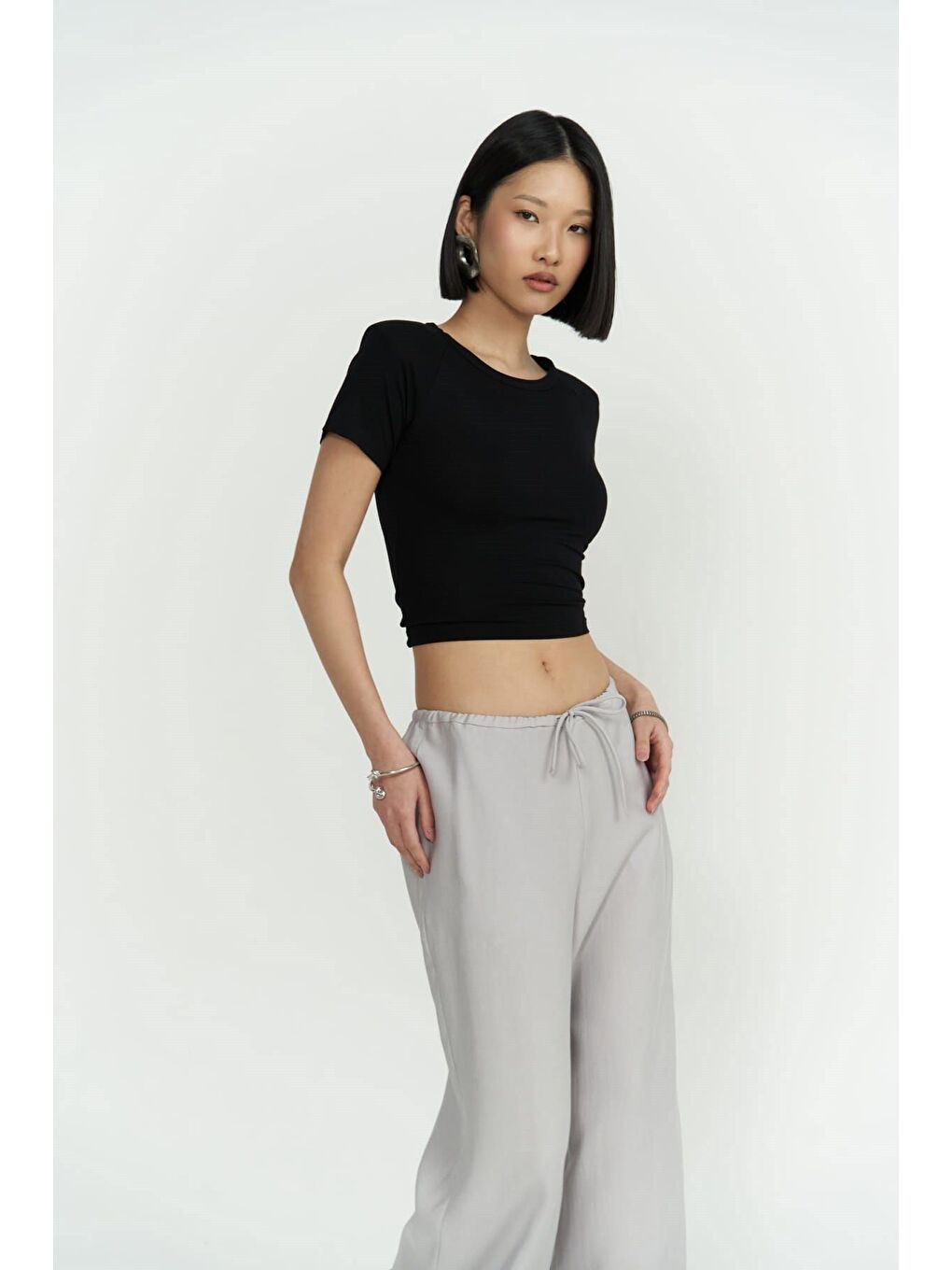 Paris Gri Basic Pantolon-7