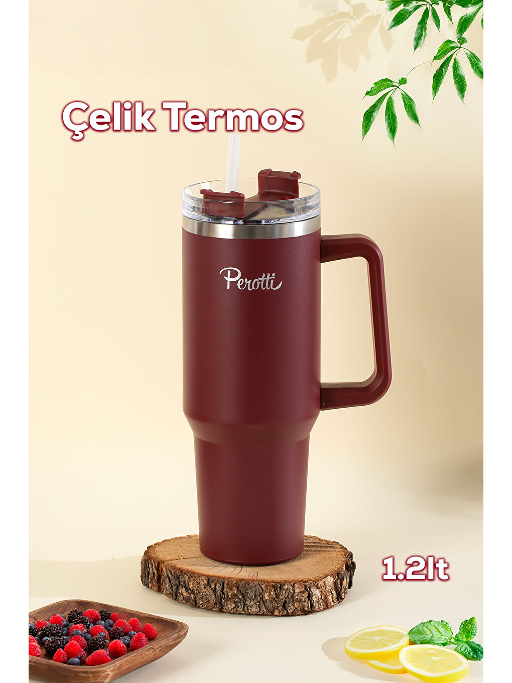 17236-1 Colte V2 Paslanmaz Çelik Sporcu Termos Bardak Matara Kırmızı 1,2 Lt-2