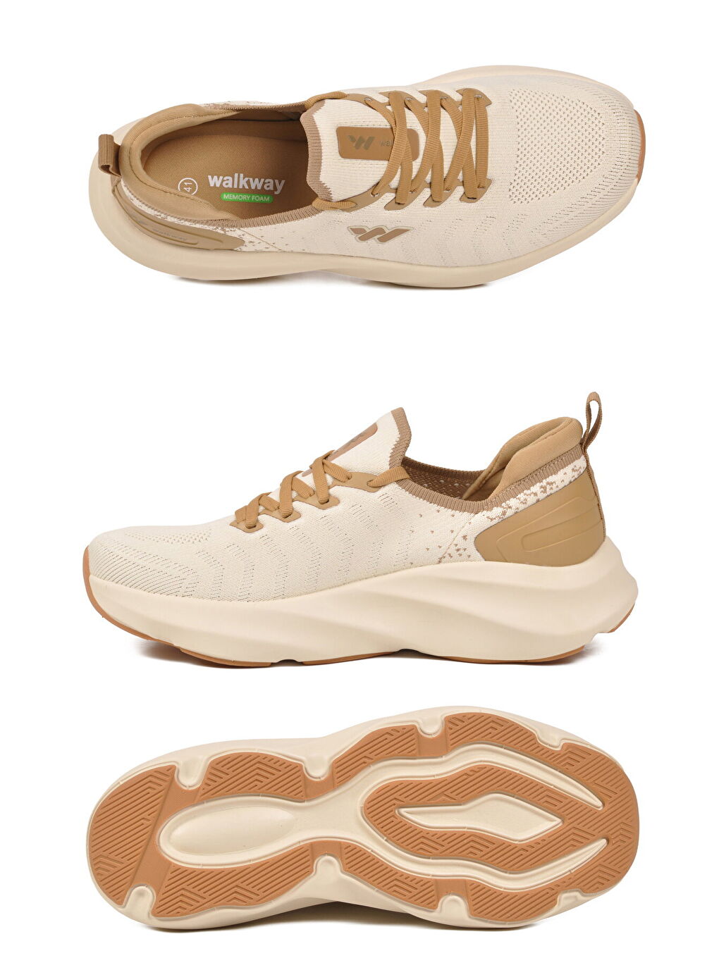 Bej Fileli Hafif Esnek Hafızalı Taban Unisex Spor Ayakkabı Flexnova M-3