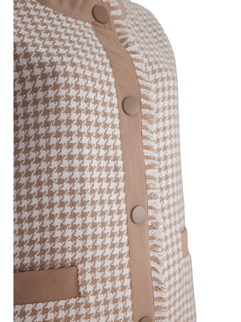 Kahverengi Grogren Ve Püskül Detaylı Yelek-1