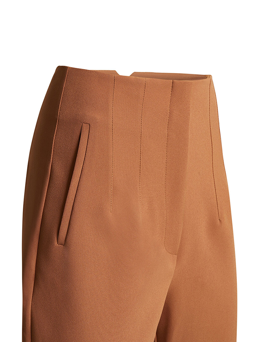 Kahverengi Yüksel Bel Pantolon-1