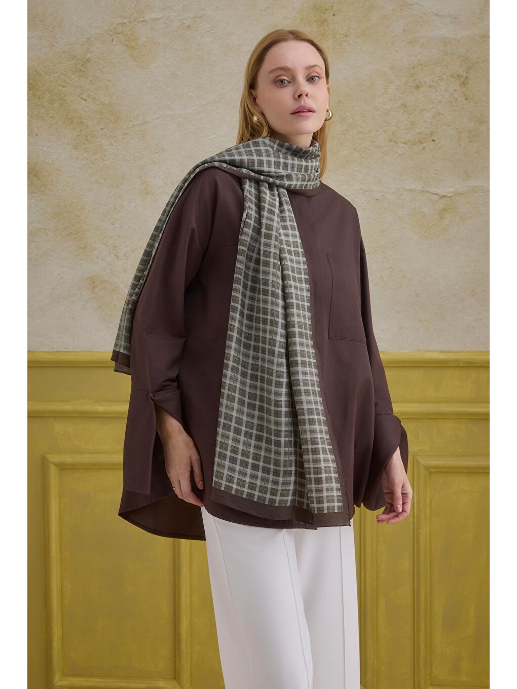 Kahverengi Manşet Detaylı Gömlek Acı Kahve-1