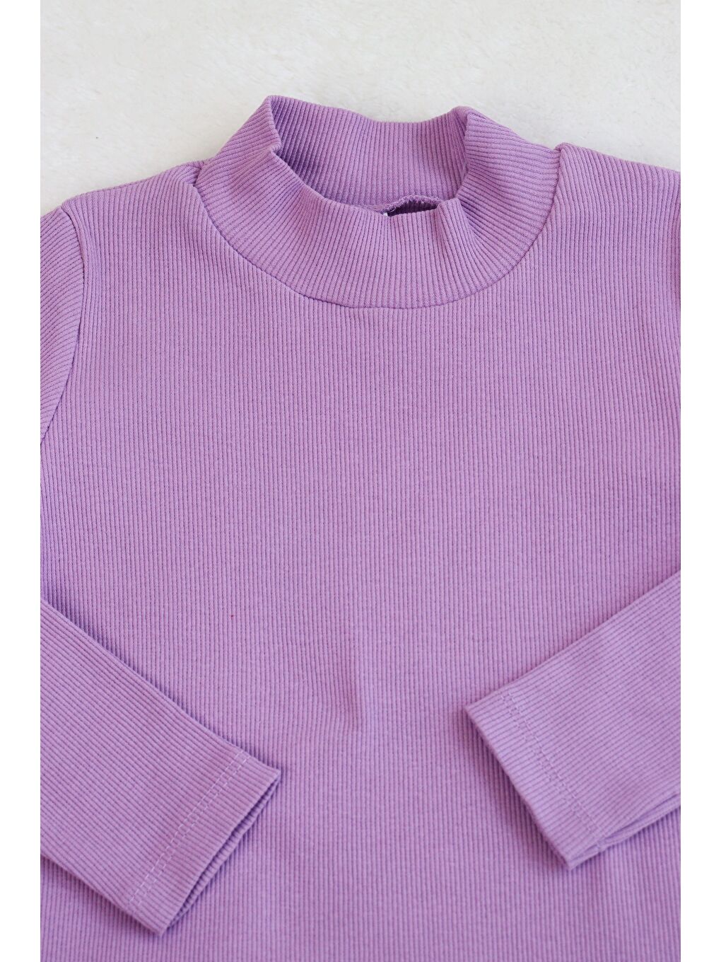 Pembe Kız-Erkek Çocuk 3'lü Paket Basic Örme Yarım Balıkçı Yaka Kaşkorse Pamuklu Uzun Kollu Penye Tişört-6