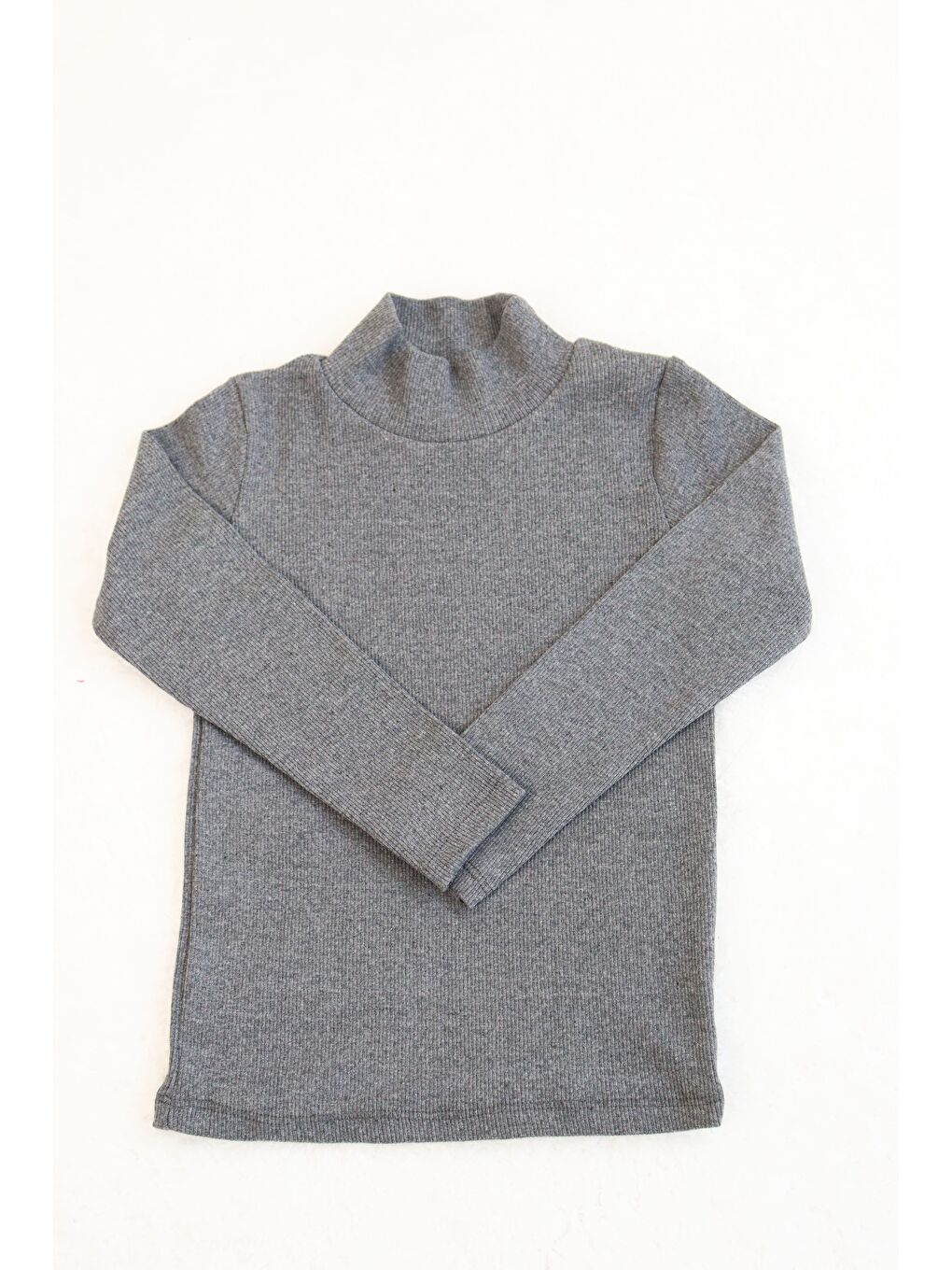 Pembe Kız-Erkek Çocuk 3'lü Paket Basic Örme Yarım Balıkçı Yaka Kaşkorse Pamuklu Uzun Kollu Penye Tişört-7