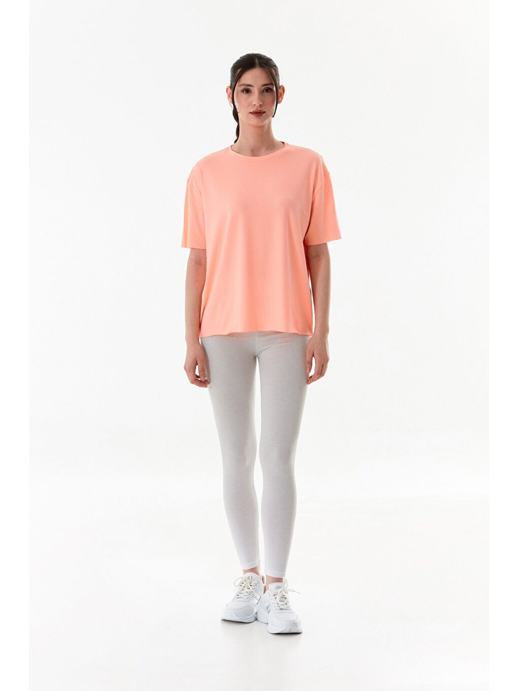 Pembe Basic Bisiklet Yaka Oversize Modal Tişört-1