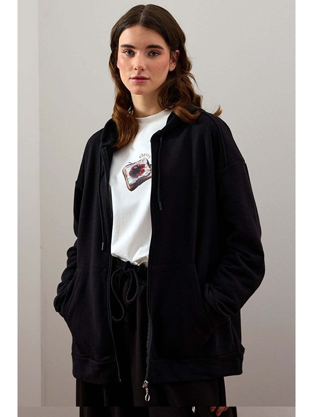 Siyah 3 İplik Basic Hırka-1