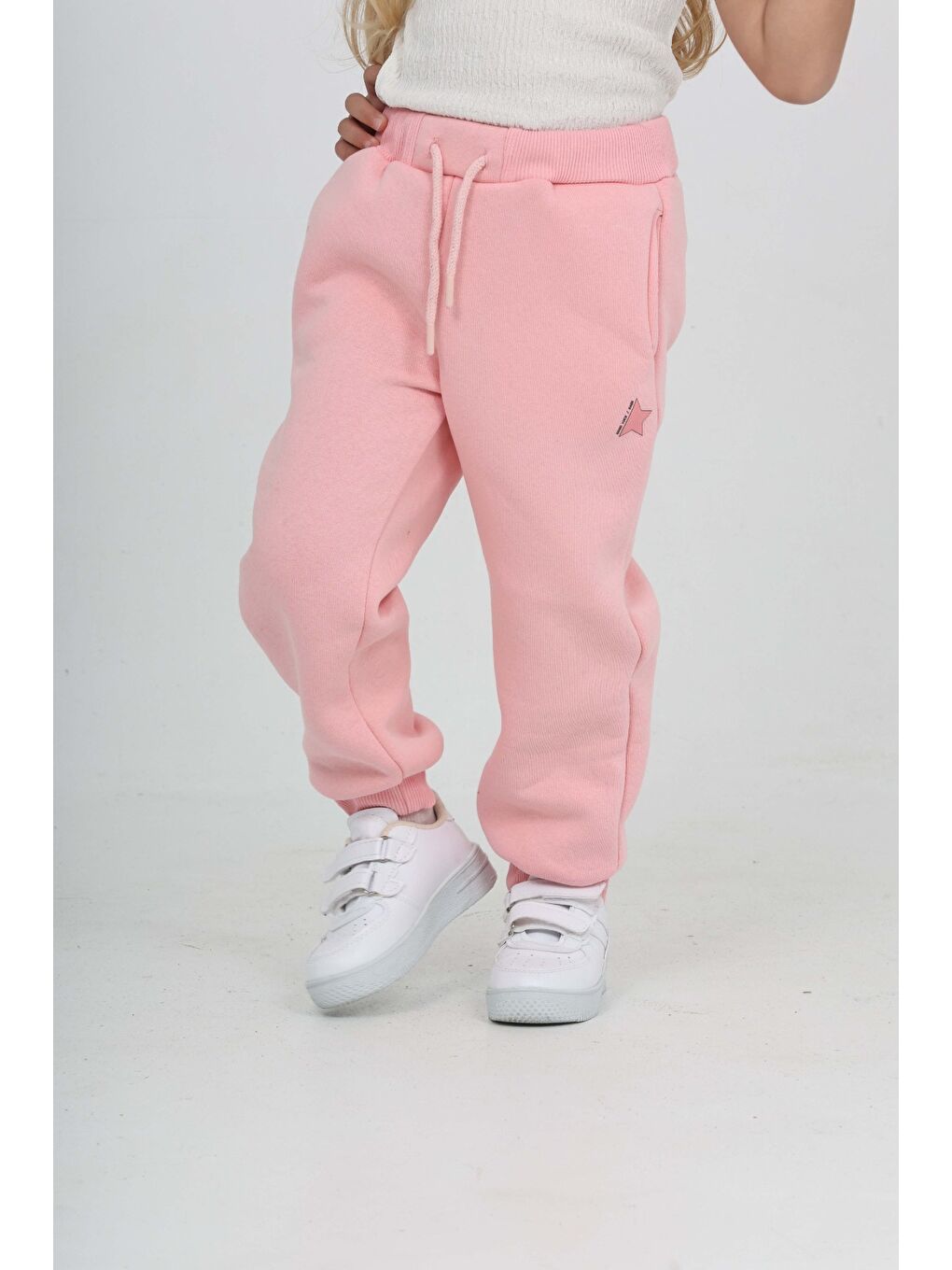 Pembe Kız Çocuk Kabaran Yıldız Baskılı Eşofman Alt-3