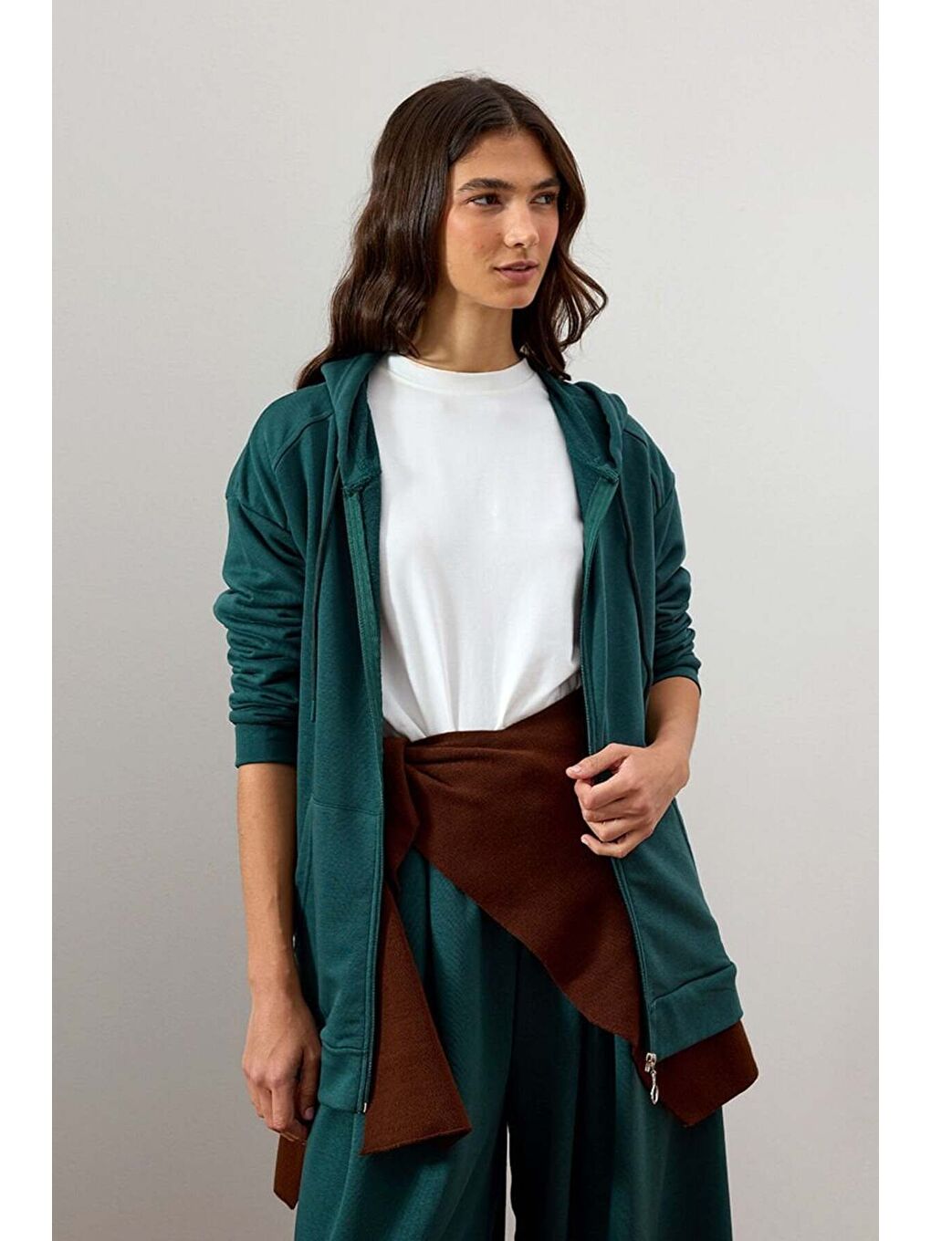 Yeşil Zümrüt 3 İplik Basic Hırka-1