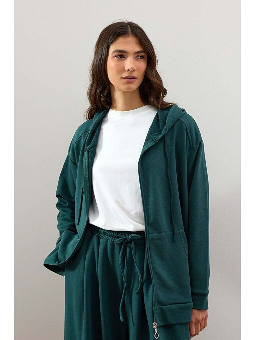 Yeşil Zümrüt 3 İplik Basic Hırka-2