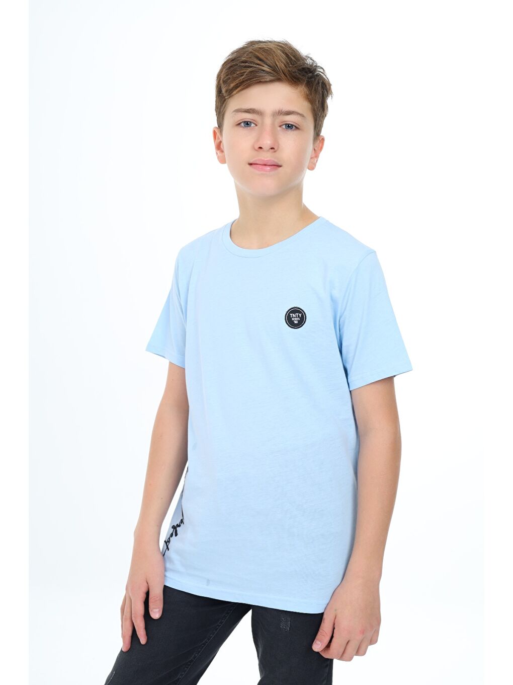 Lila Erkek Çocuk Nakışlı Tişört-1