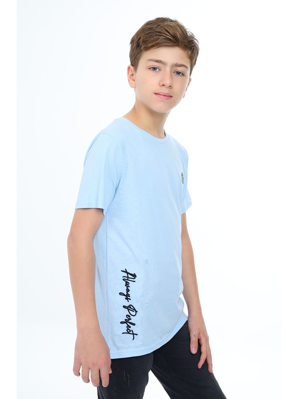 Lila Erkek Çocuk Nakışlı Tişört-2