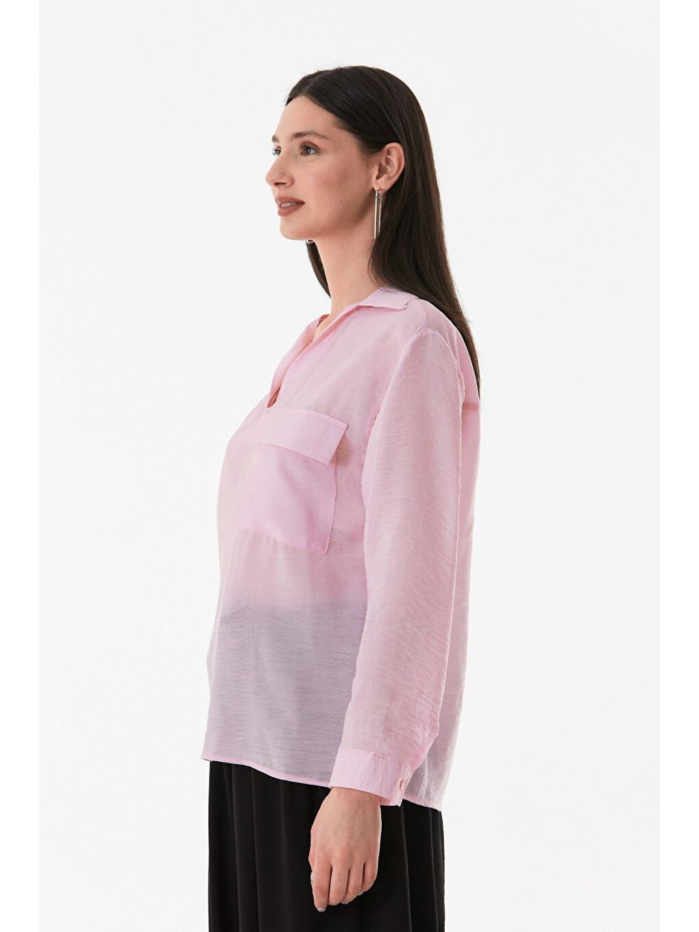 Pembe Basic V Yaka Tek Cepli Gömlek-3