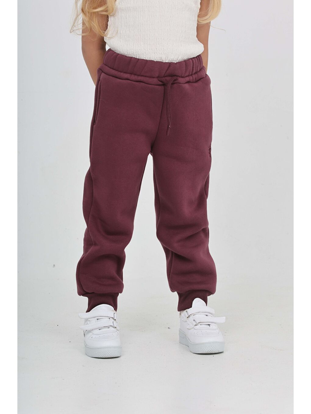 Mor Kız Çocuk Nakış Detaylı Eşofman Alt-1