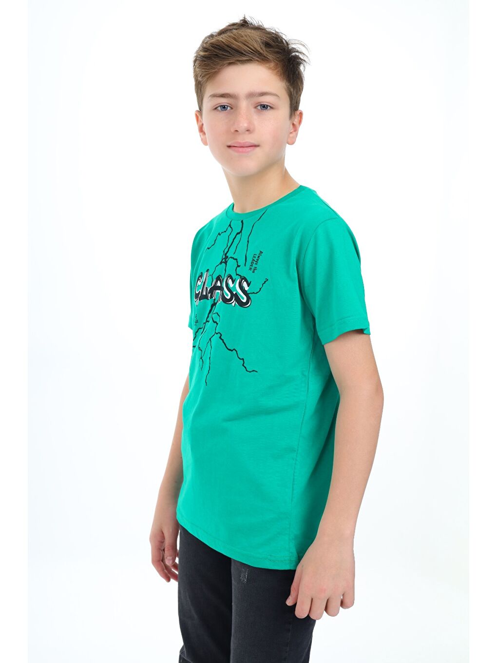 Yeşil Erkek Çocuk Baskılı Tişört-1