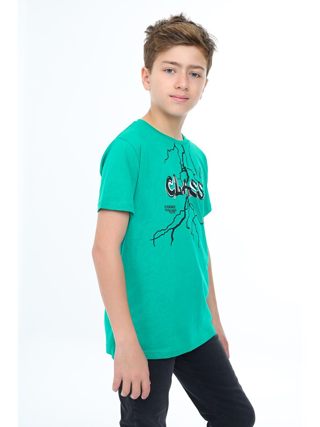 Yeşil Erkek Çocuk Baskılı Tişört-3