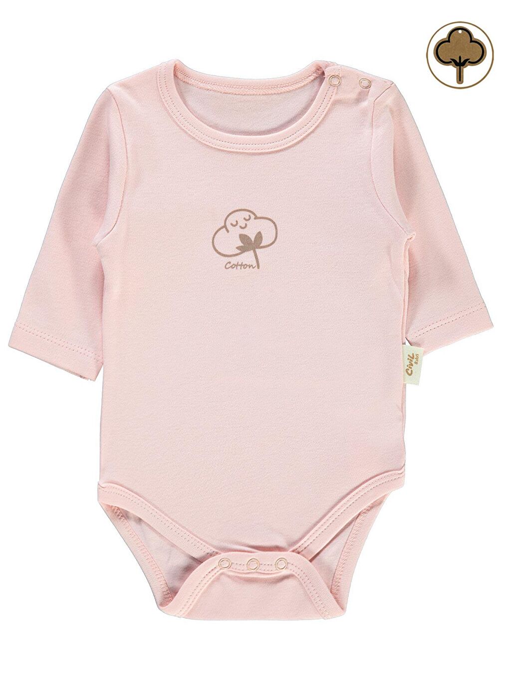 Civil Baby Bebek Organik Çıtçıtlı Badi 0-18 Ay Pembe