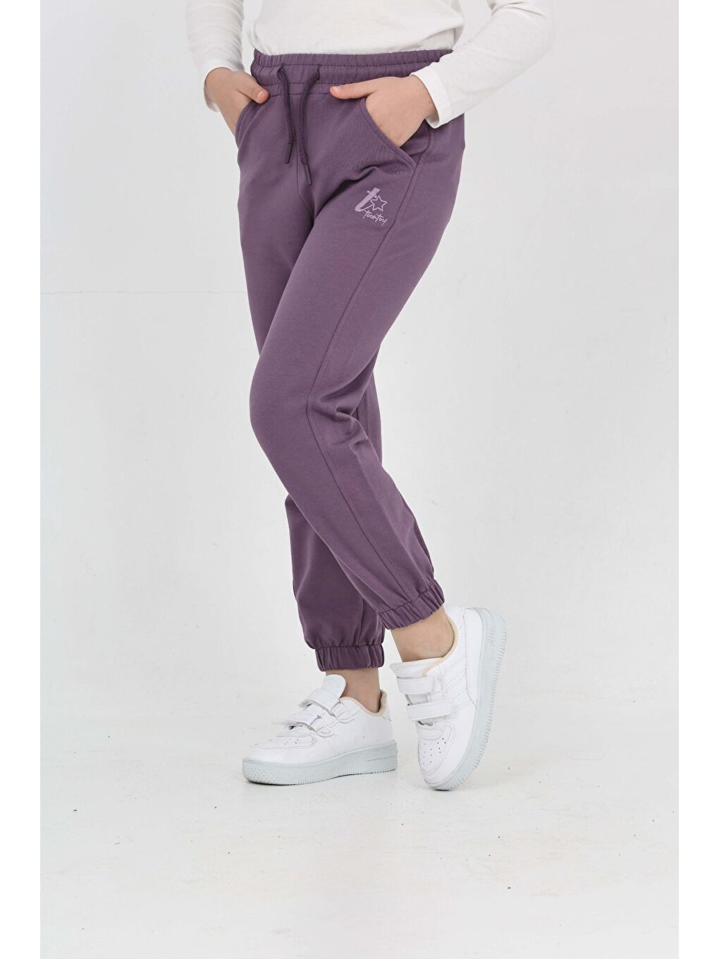 Mor Kız Çocuk Tonaton Nakışlı Eşofman Alt-1