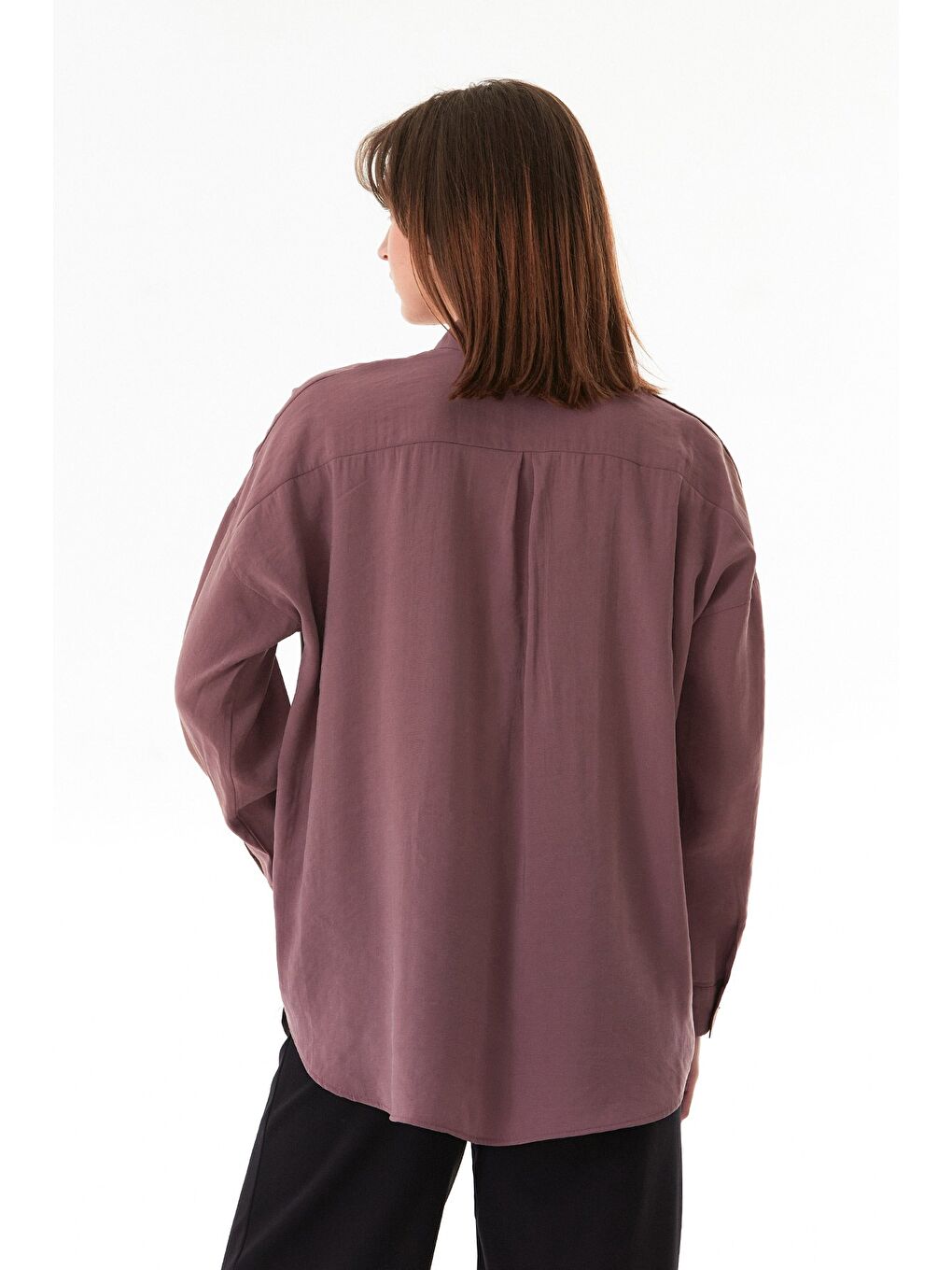 Pembe Basic Oversize Arkası Uzun Düğmeli Gömlek-2