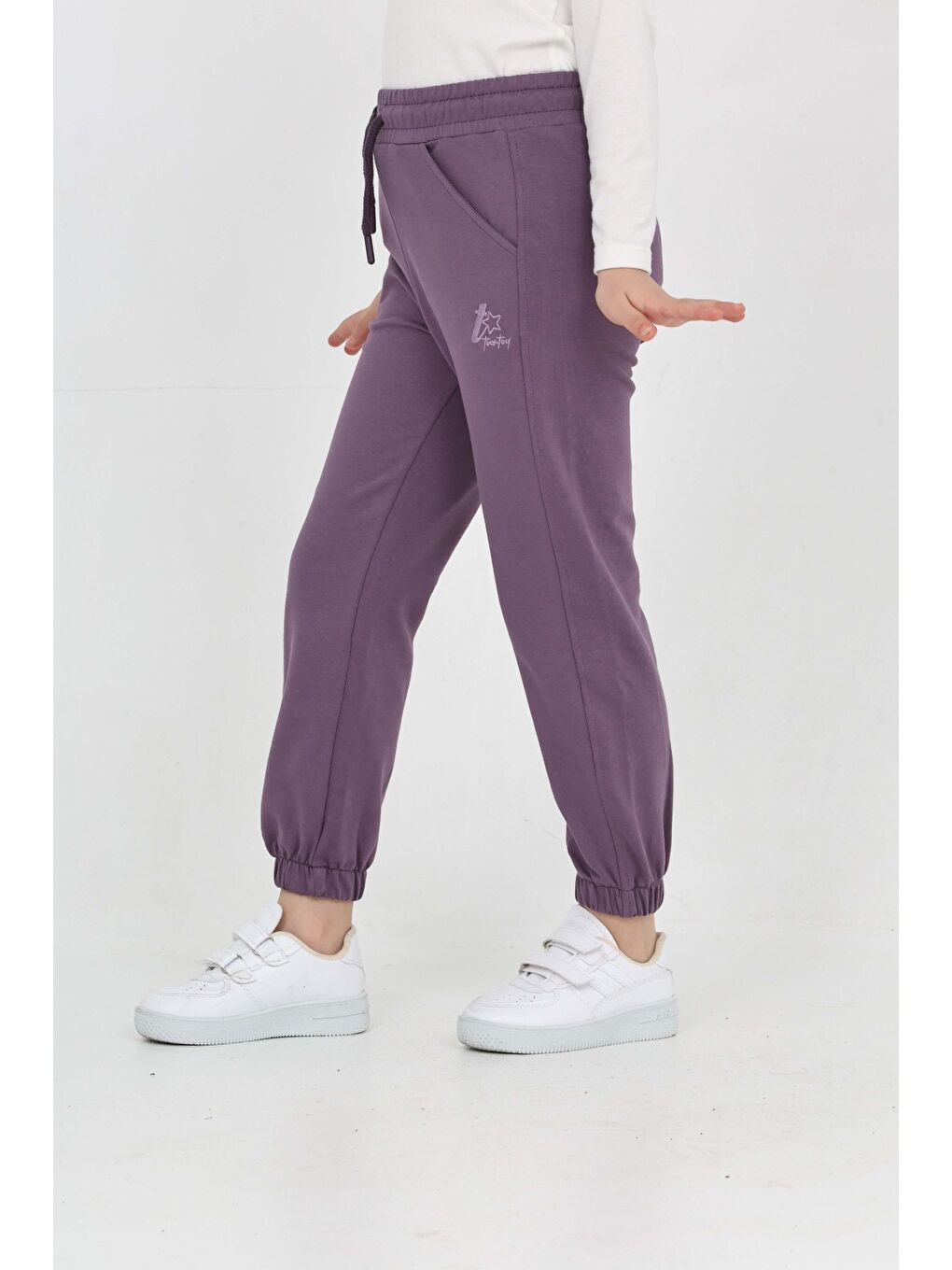 Mor Kız Çocuk Tonaton Nakışlı Eşofman Alt-2