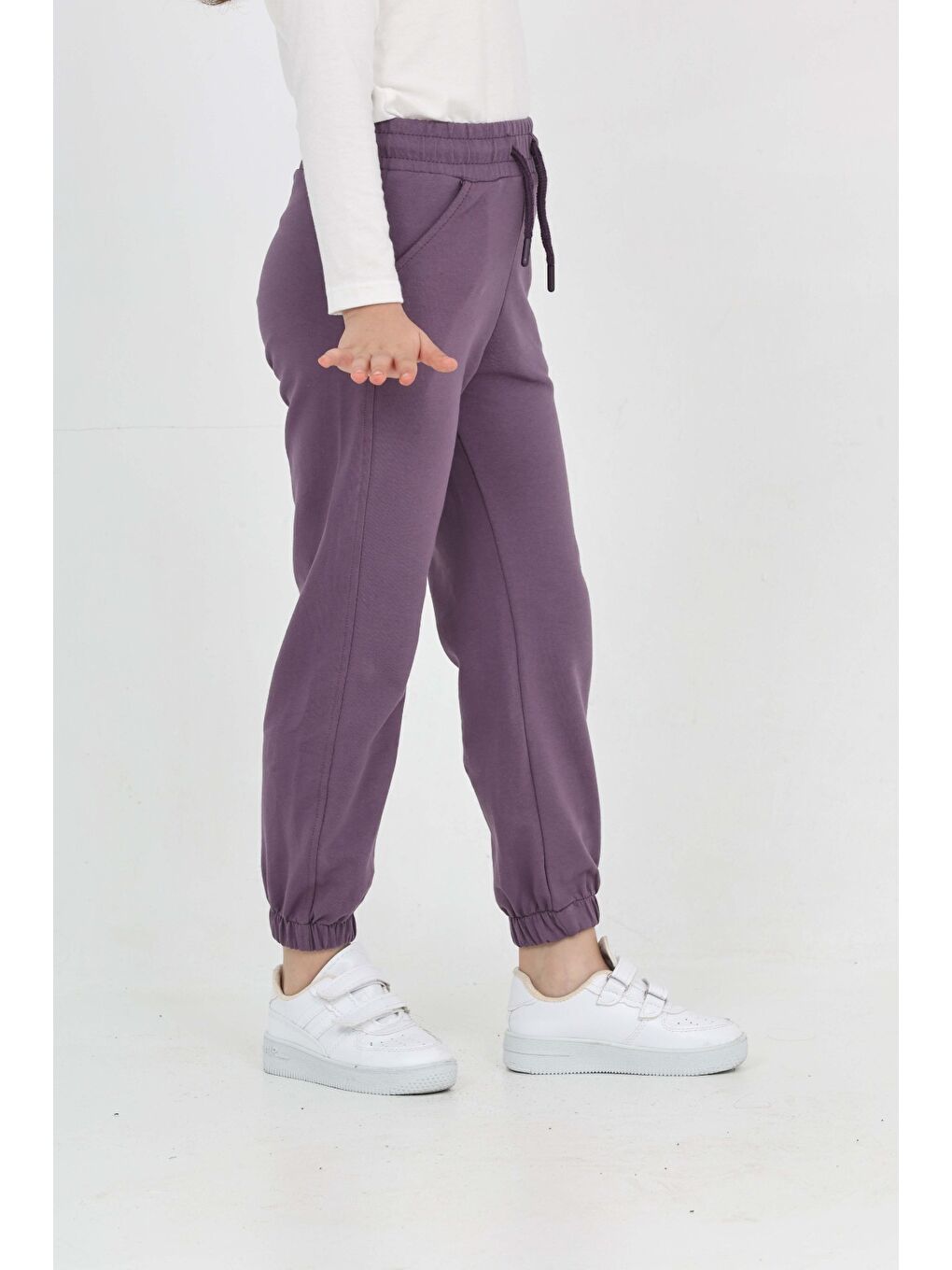 Mor Kız Çocuk Tonaton Nakışlı Eşofman Alt-3