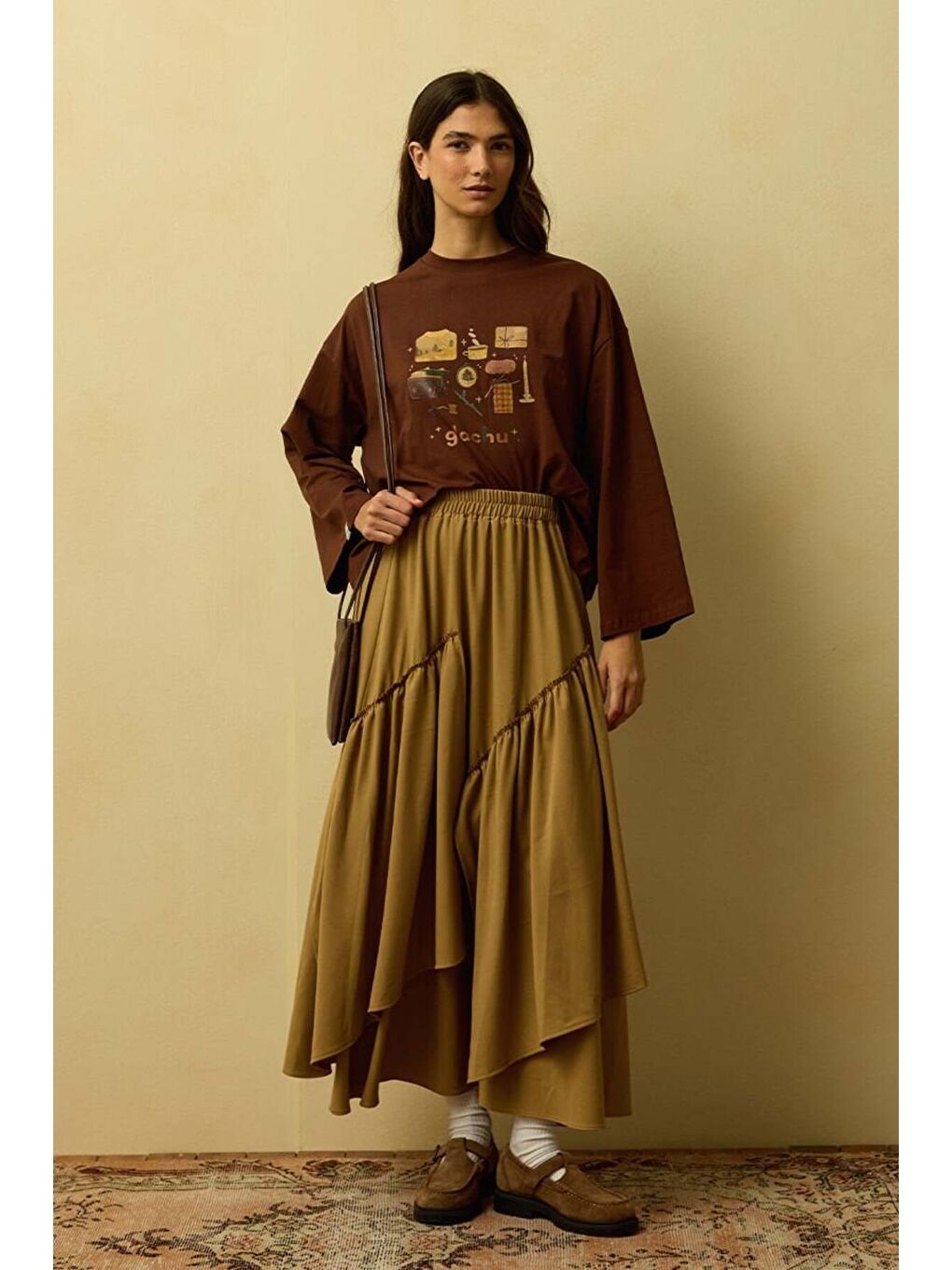 Bej Karamel Poliviskon Bohem Kat Etek-1