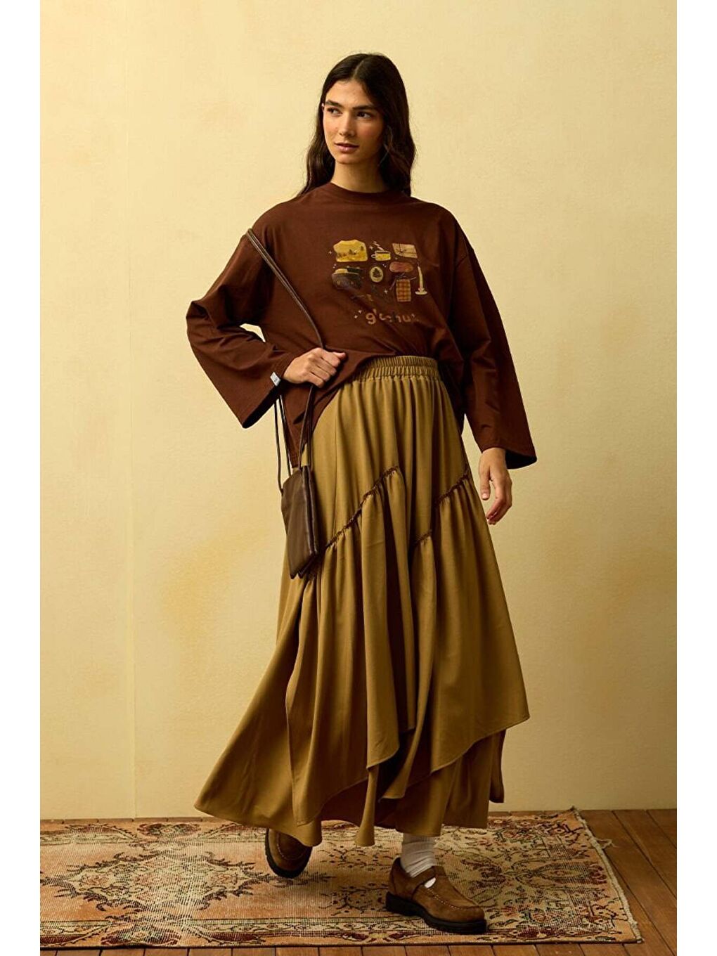 Bej Karamel Poliviskon Bohem Kat Etek-2