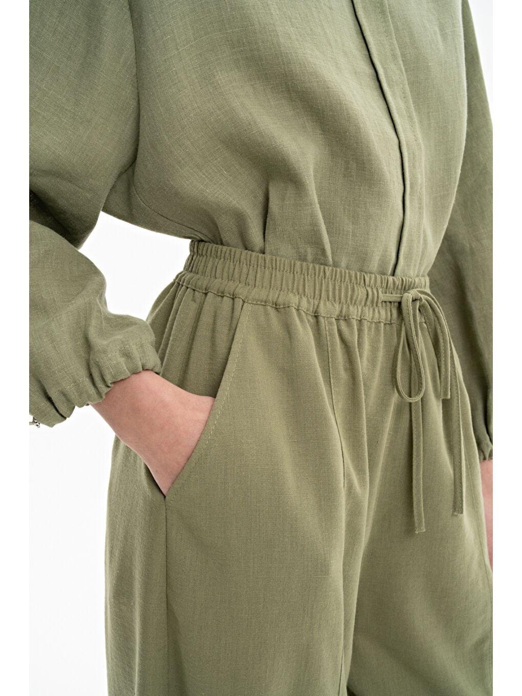 Haki Rahat Kesim Basic Pantolon-4