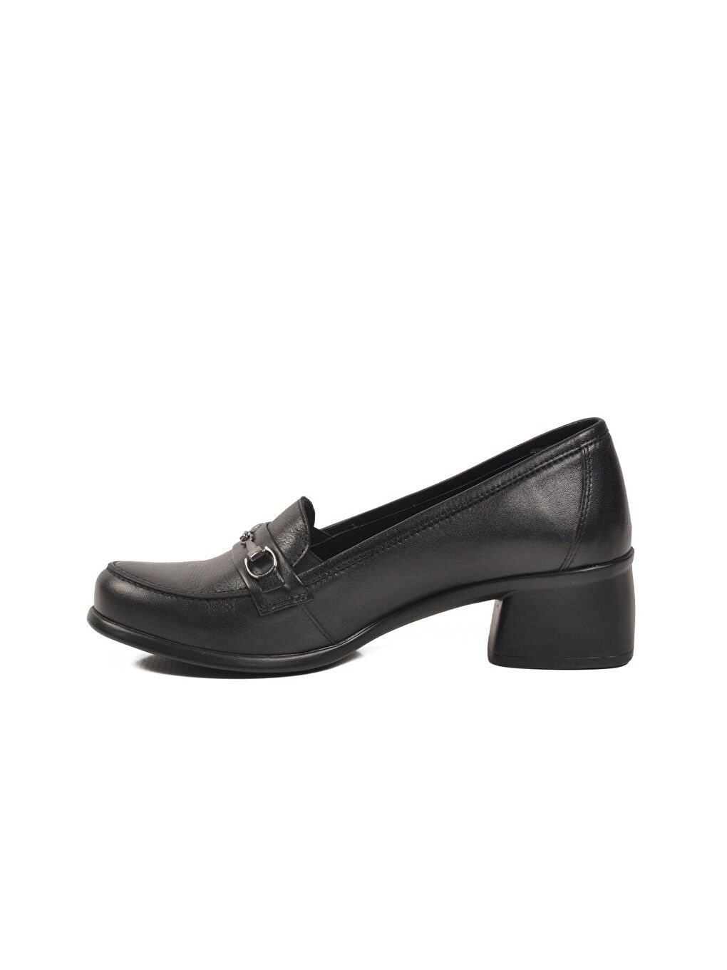 Premium Siyah Hakiki Deri Kadın Topuklu Klasik Ayakkabı 44259 Z-3