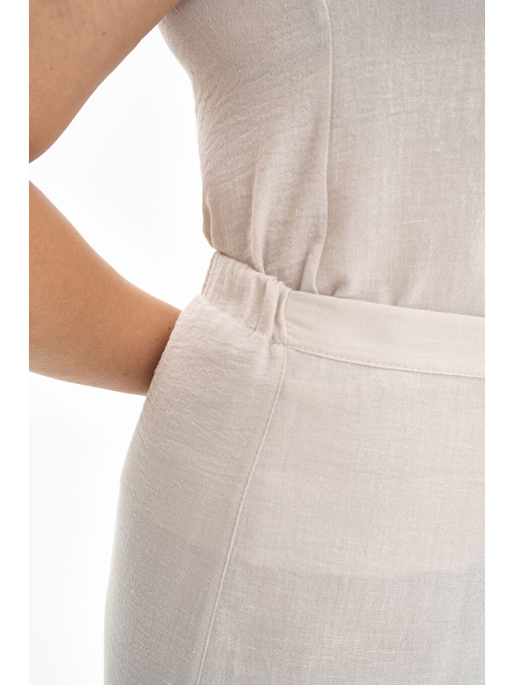 Bej Bol Kesim Basic Pantolon-4