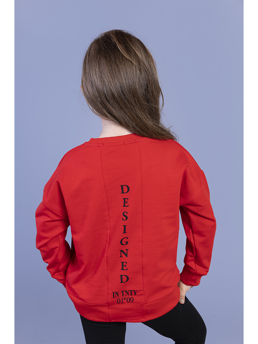 Kırmızı Kız Çocuk Baskılı Kanguru Cepli Sweatshirt-2